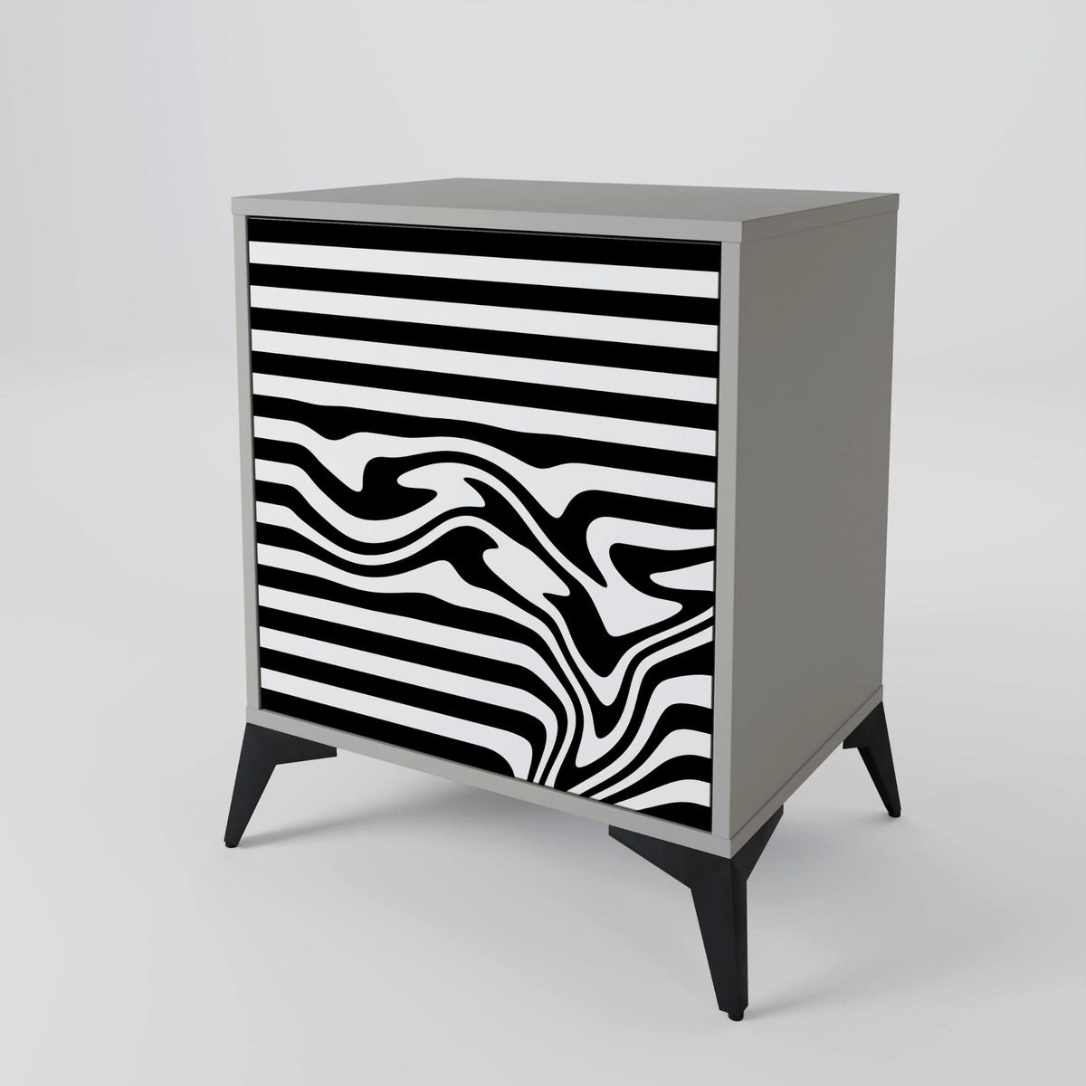 SIDEBOARD SPECTRA SHOWCASE, Grau, 57,5x42x72,5 cm, Schwarze Metallfüße - Multicolor/Schwarz, Holzwerkstoff/Metall (57.5/72.5/42cm) - SpaceRebels