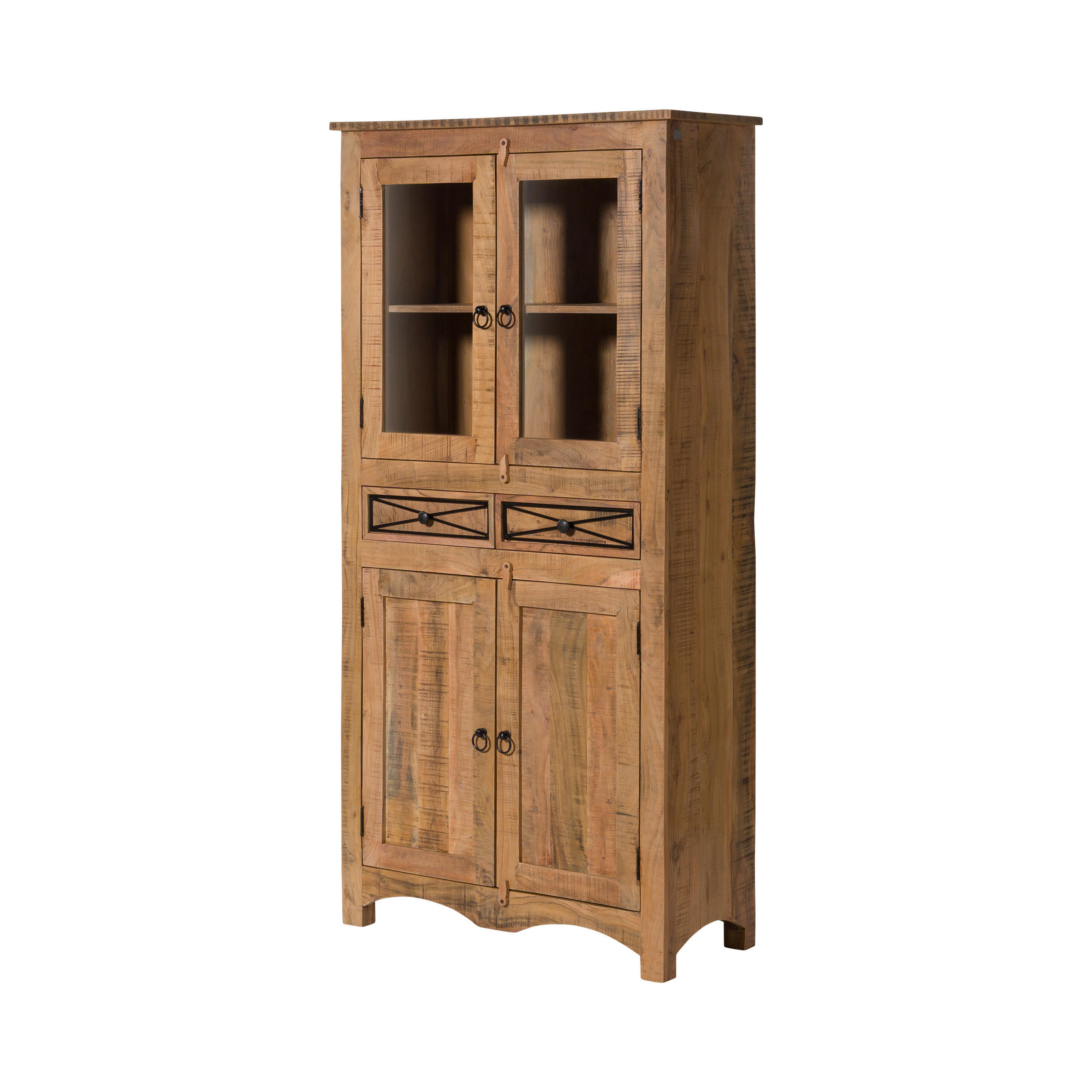 VITRINE Akazie 90x40x180 natur versiegelt NATURE OF SPIRIT #208 - Naturfarben, Holz (90/180/40cm) - Massivmoebel24