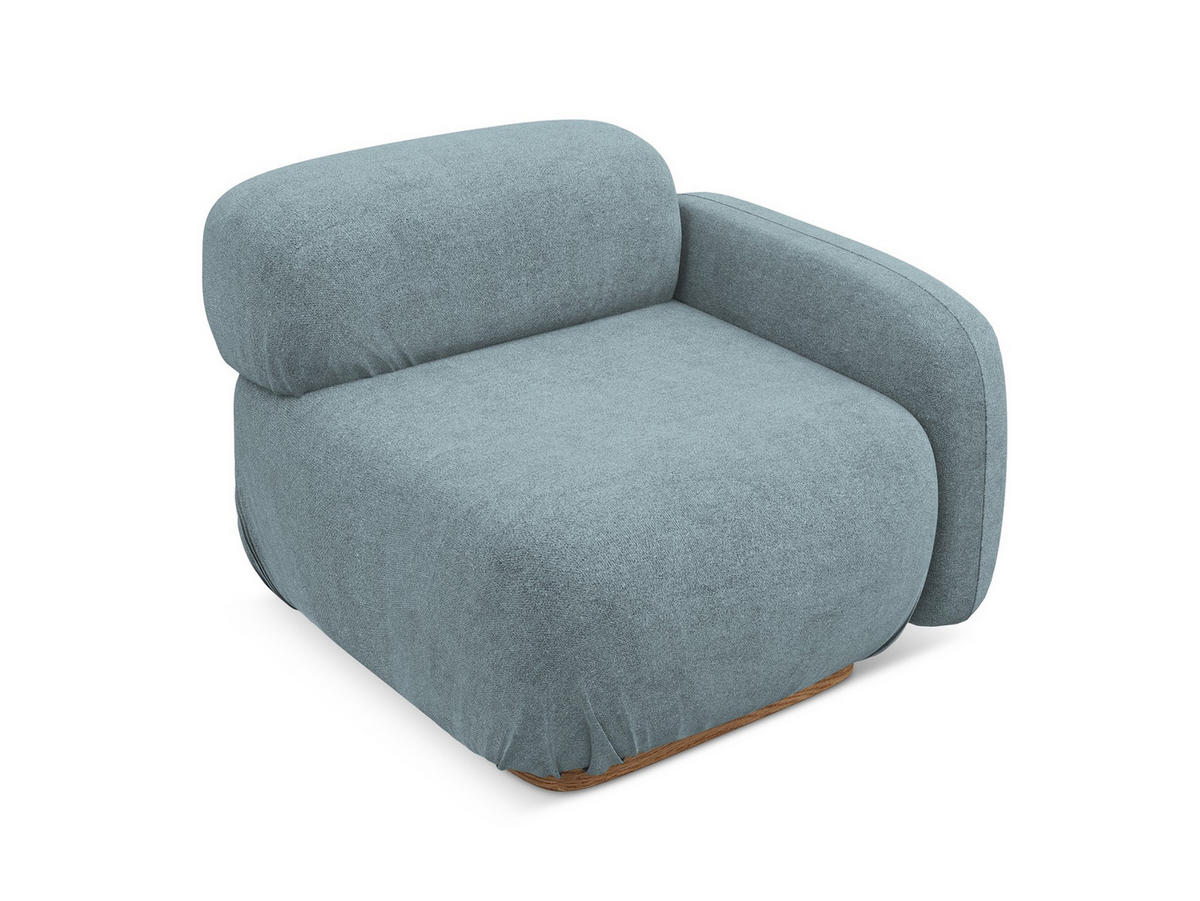 SOFAELEMENT Rechts Bouclé Stoff Blau - Blau/Blaugrau, Holz/Textil (95/73/95cm) - Makamii