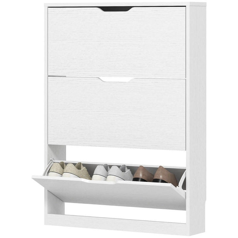 SCHUHKIPPER DE-38022 80/17/108 cm mit 3 Klappfächern Weiß - Weiß, Holzwerkstoff (80/108/17cm) - ComfortXL