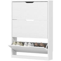 SCHUHKIPPER DE-38022 80/17/108 cm mit 3 Klappfächern Weiß - Weiß, Holzwerkstoff (80/108/17cm) - ComfortXL