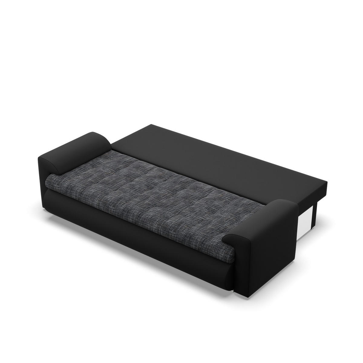 SOFA 3-SITZER MIT SCHLAFFUNKTION FORESTA, Schwarz + Schwarz - Schwarz, Textil (222/92/96cm)