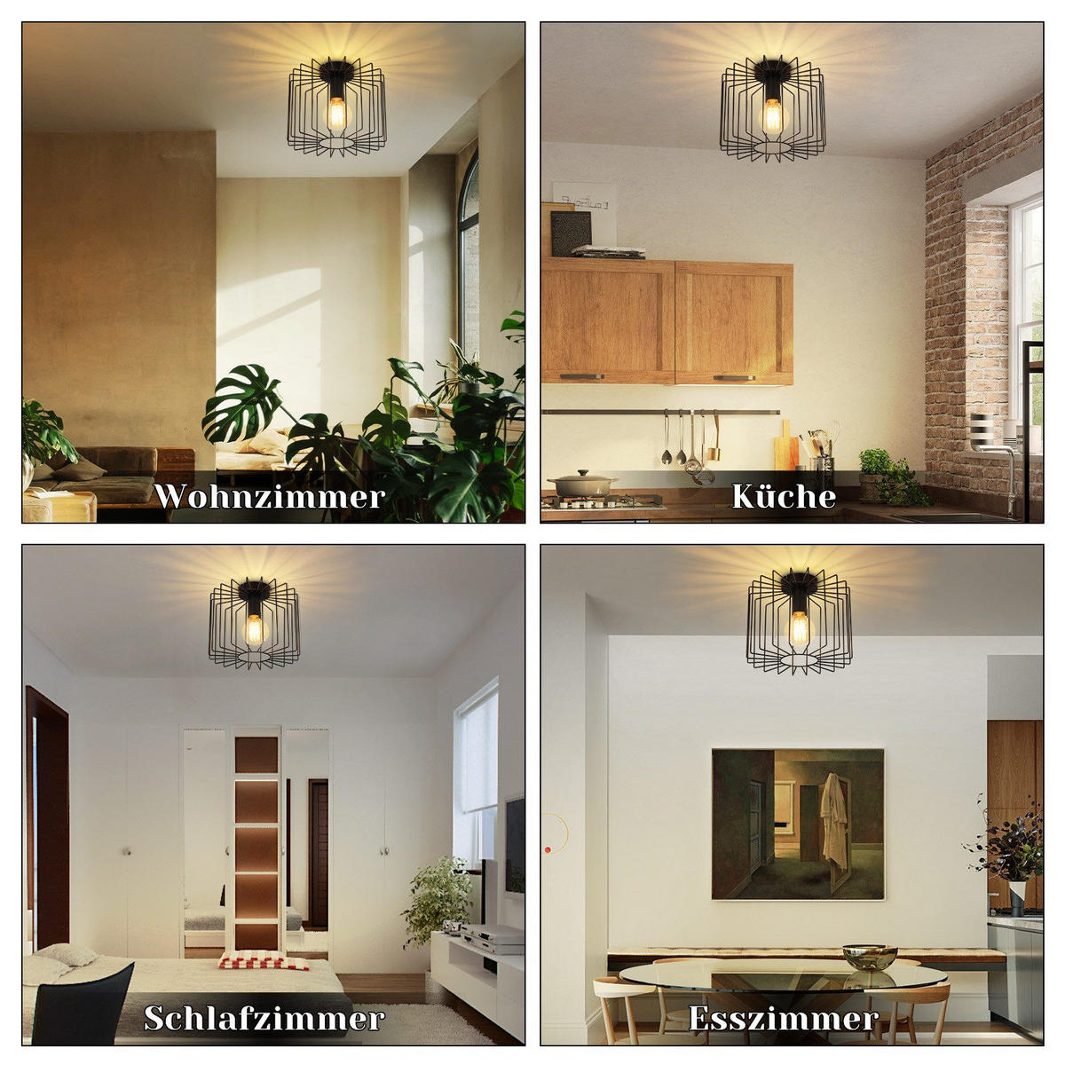 DECKENLEUCHTE Marez 27/27/22.5 cm - Schwarz, Metall (27/27/22.5cm) - Nettlife