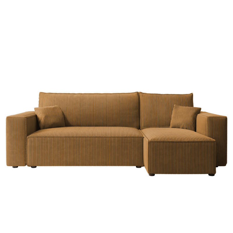 ECKSOFA PARIS mit Schlaffunktion und Bettkasten, Stoff Senfgelb - Currygelb, Kunststoff/Textil (244/145cm) - Idohome