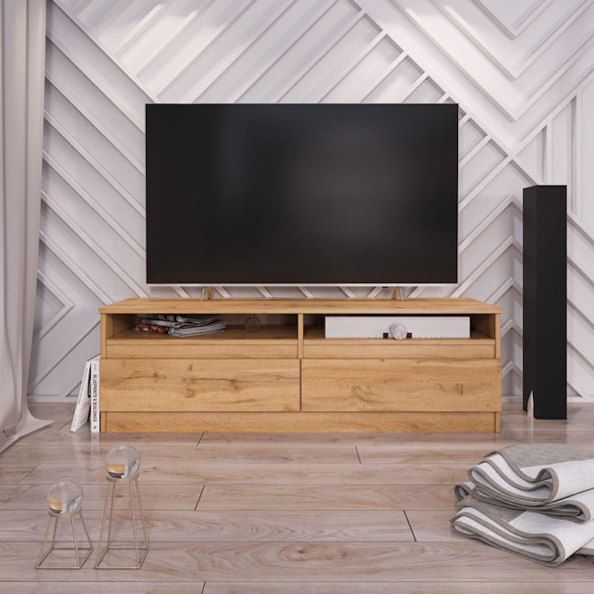 LOWBOARD Lala 120 Wotan Eiche 120 / 40 / 38cm - Braun, Holz/Holzwerkstoff (120/38/40cm) - Feldmann-Wohnen