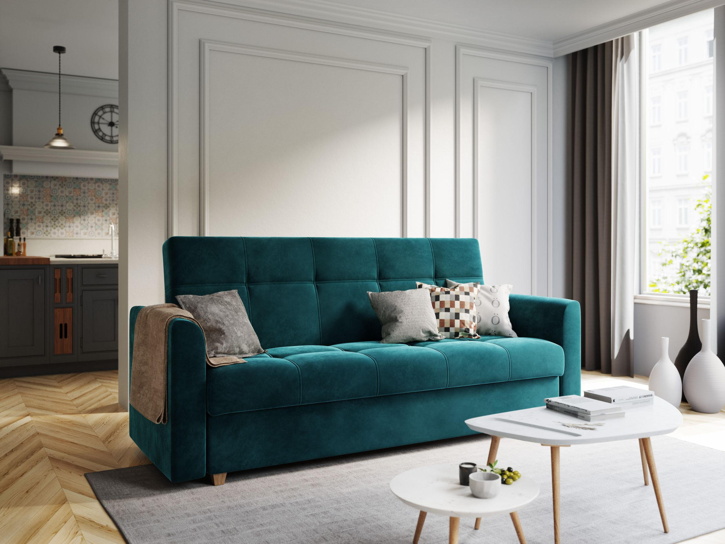 SOFA LENTO mit Schlaffunktion ITAKA 39 mit Stauraum - Violett, Textil (87/95/216cm) - Bedante
