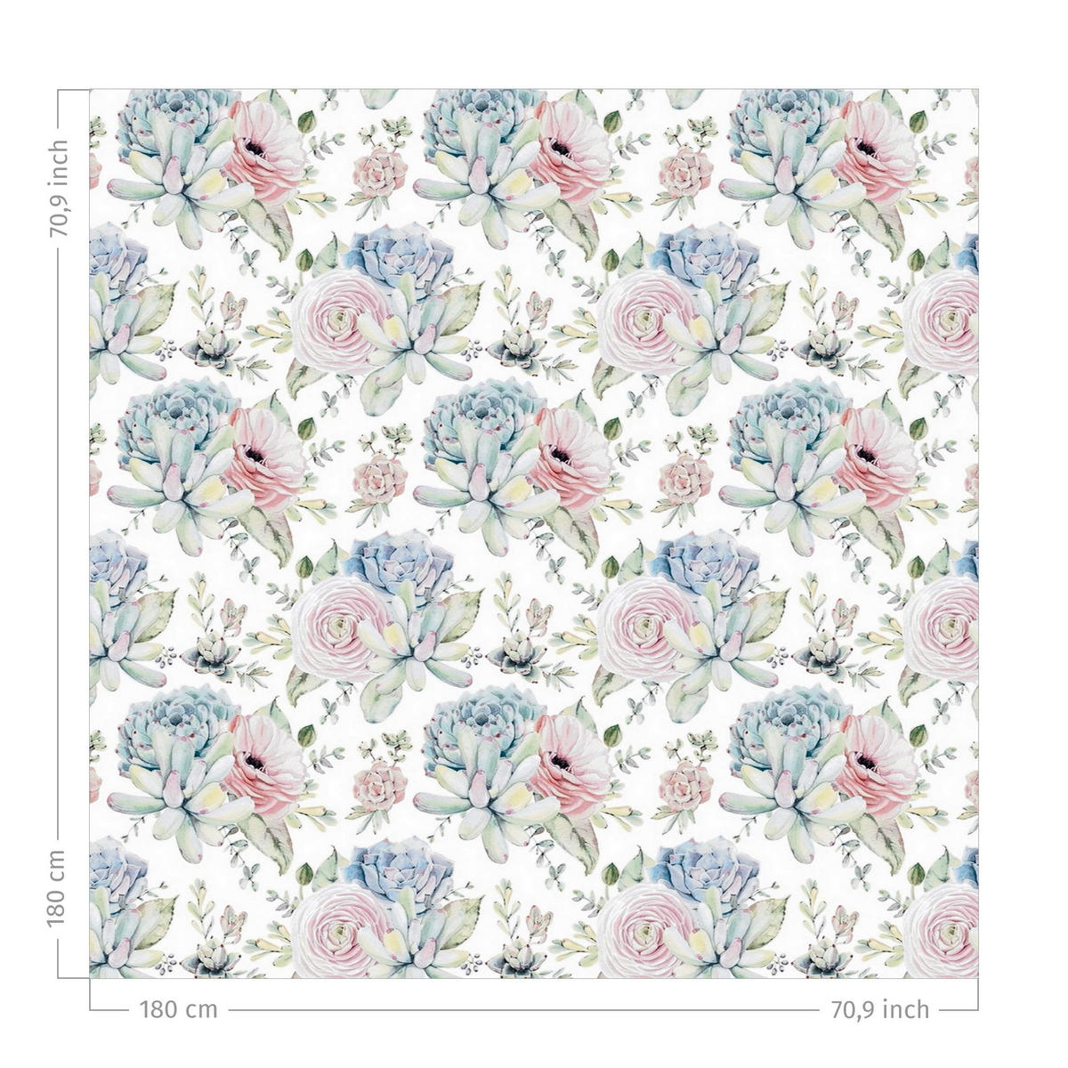 DUSCHVORHANG Aquarell Sukkulentenbouquet Muster 180/180 cm - Rosa, Textil (180/180cm) - Bilderwelten
