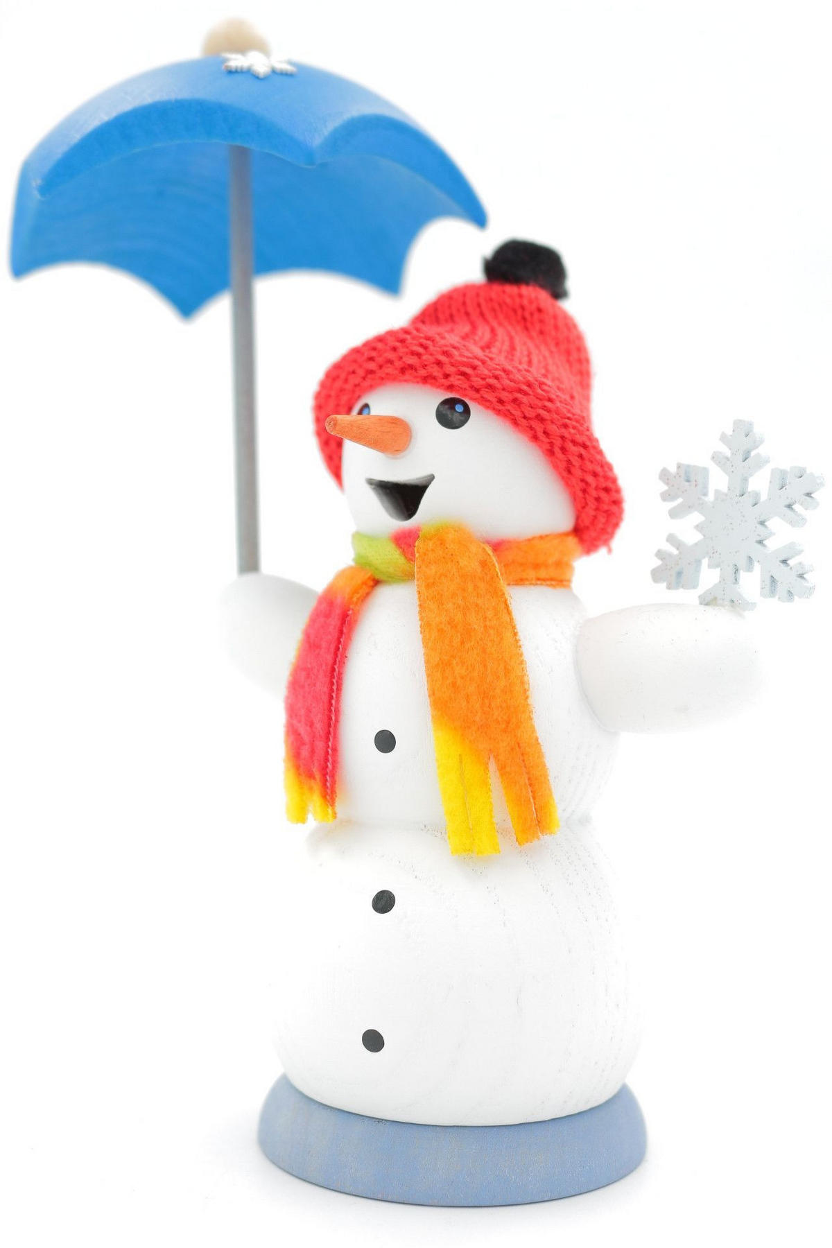 RÄUCHERFIGUR Räuchermännchen Schneemann mit Schirm 13 cm - Multicolor, Holz (6/13/10cm)