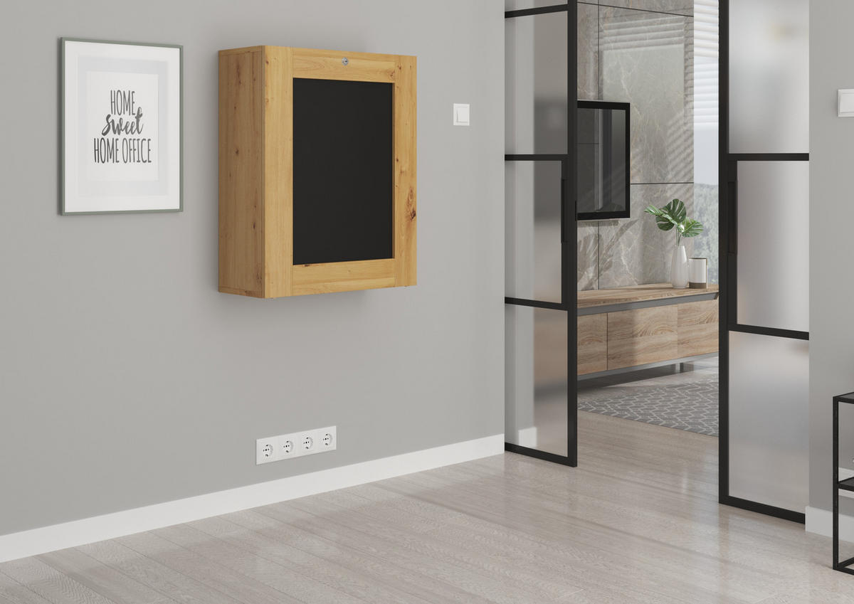 SCHREIBTISCH Artisan Eiche, Schwarz 60/144/90 - Schwarz, Holzwerkstoff (90/60/144cm) - RAUMHIRSCH FURNITURE
