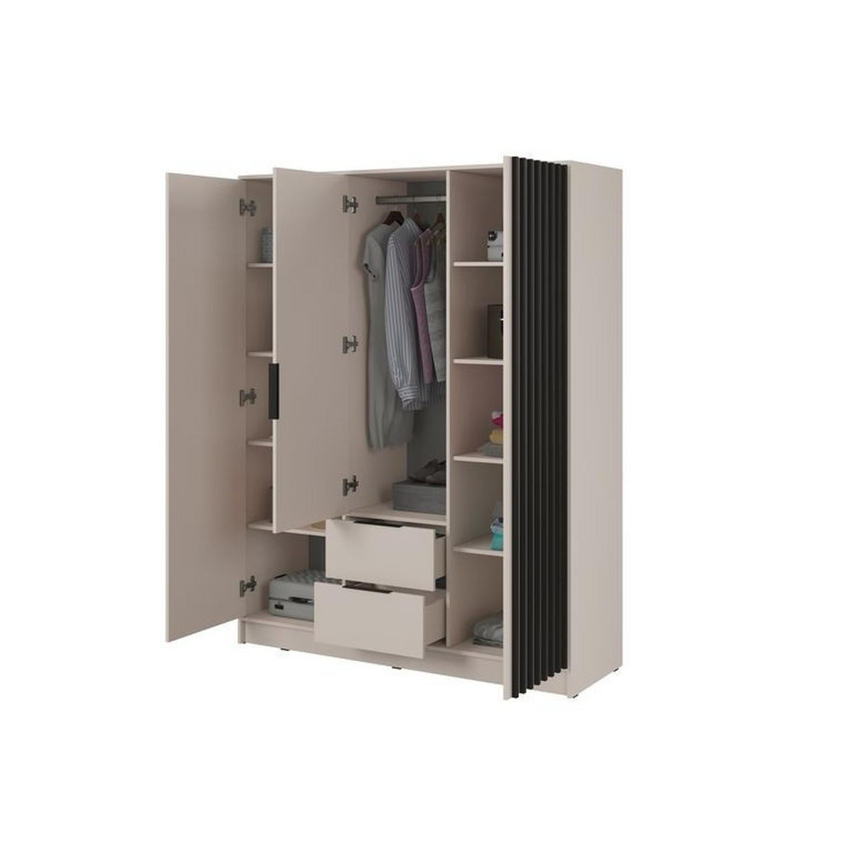 KLEIDERSCHRANK – 155 cm – Nelly – Kaschmir - Kaschmir, Holzwerkstoff (155/200/51cm) - hi-markt