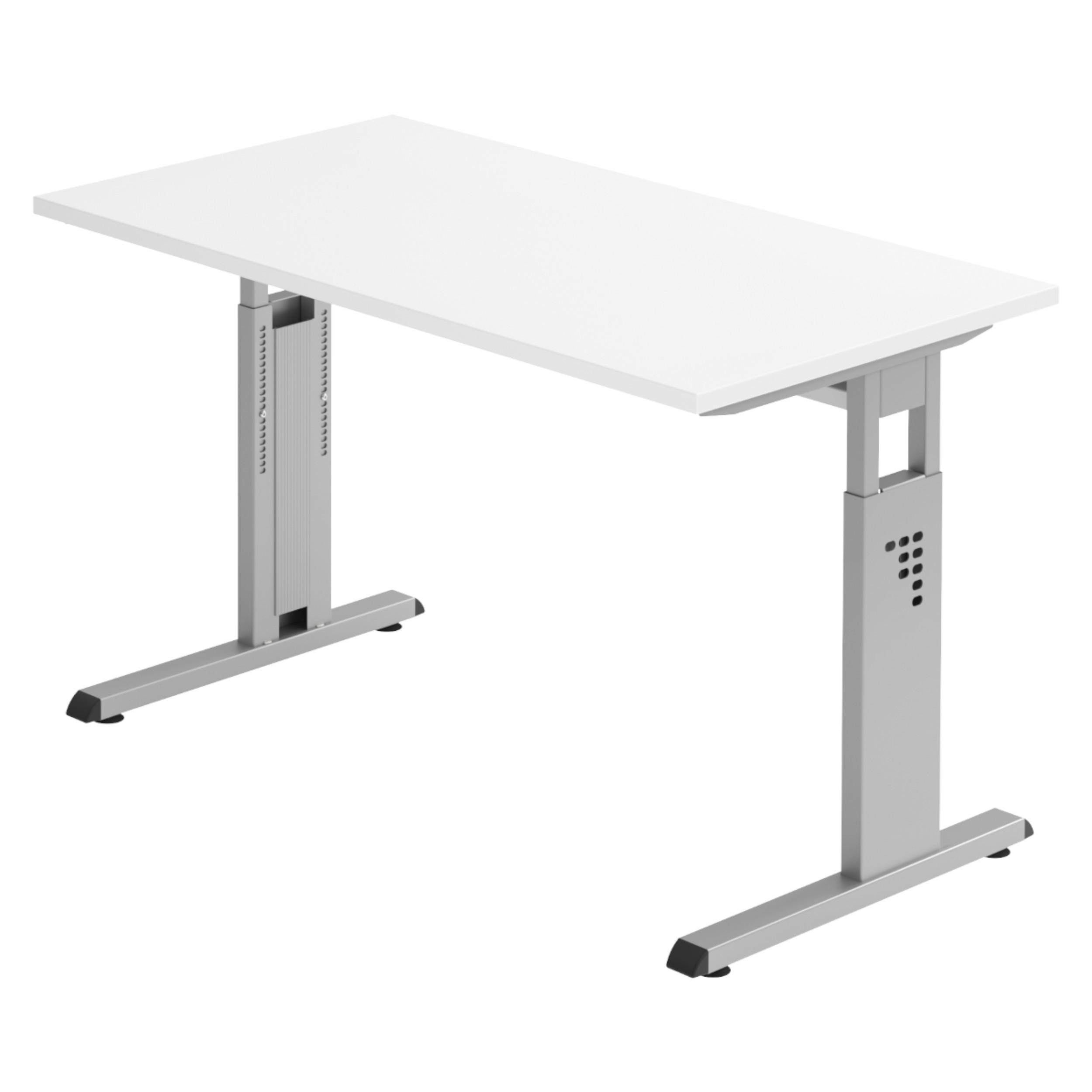 SCHREIBTISCH Serie-O (Mini) 67,2/120/74 cm in Weiß/Silberfarben - Silberfarben/Weiß, Holzwerkstoff (67.2/120/74cm) - bümö
