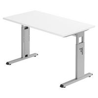 SCHREIBTISCH Serie-O (Mini) 67,2/120/74 cm in Weiß/Silberfarben - Silberfarben/Weiß, Holzwerkstoff (67.2/120/74cm) - bümö