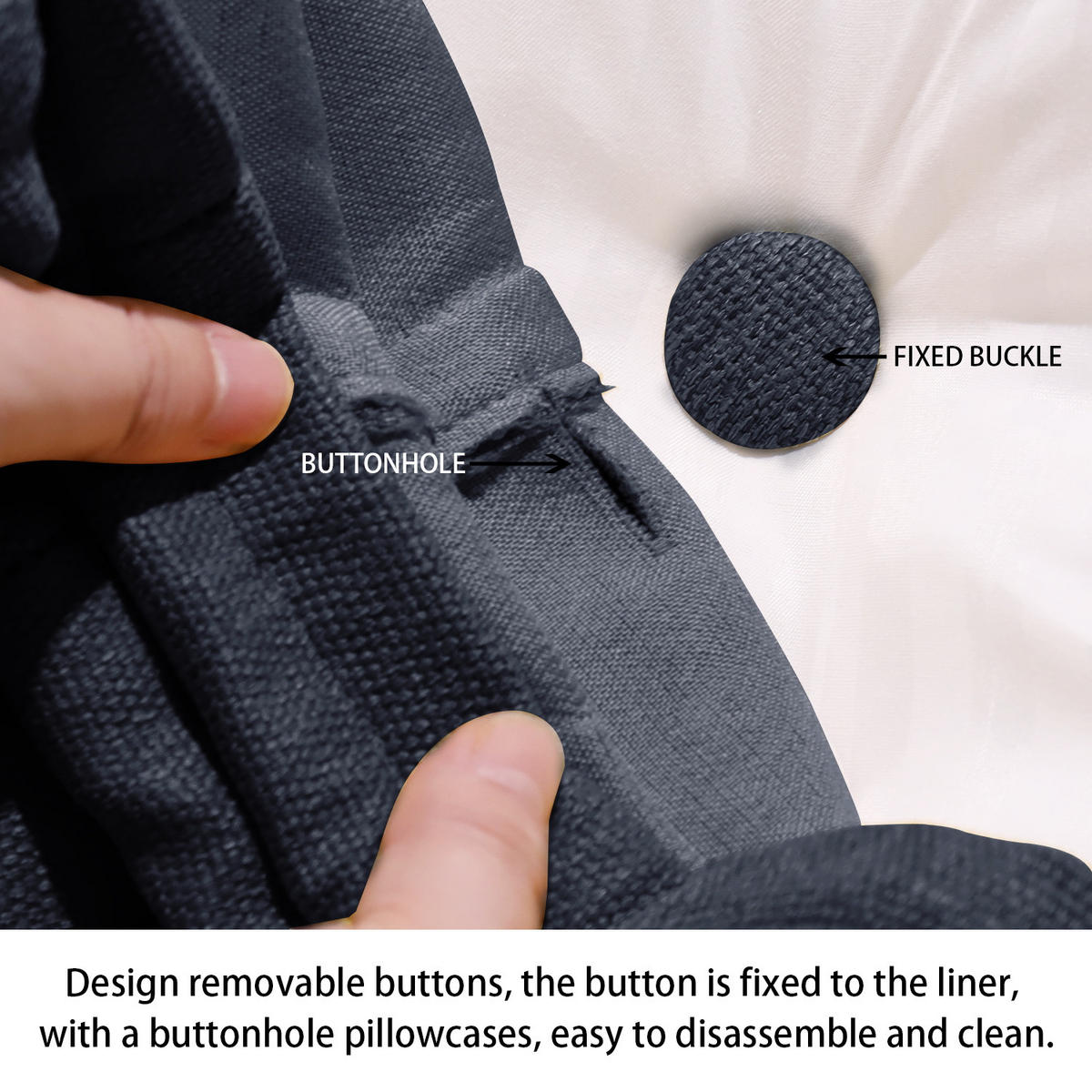 RÜCKENKISSEN Leinenlook Anthracite 120 cm - Anthrazit, Textil (45/120cm) - Vercart