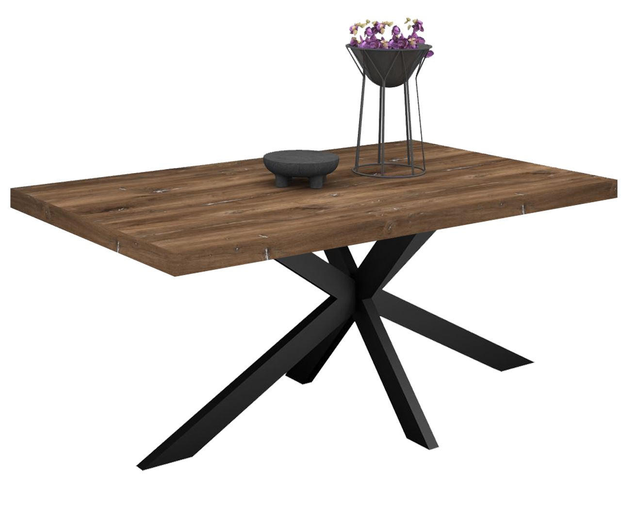 ESSTISCH Elgin 2 210x80x100 Metall+Holzwerkstoff Schwarz/Zinneiche - Mooreichefarben/Schwarz, Holzwerkstoff (210/100/80cm) - 58aufmkessel