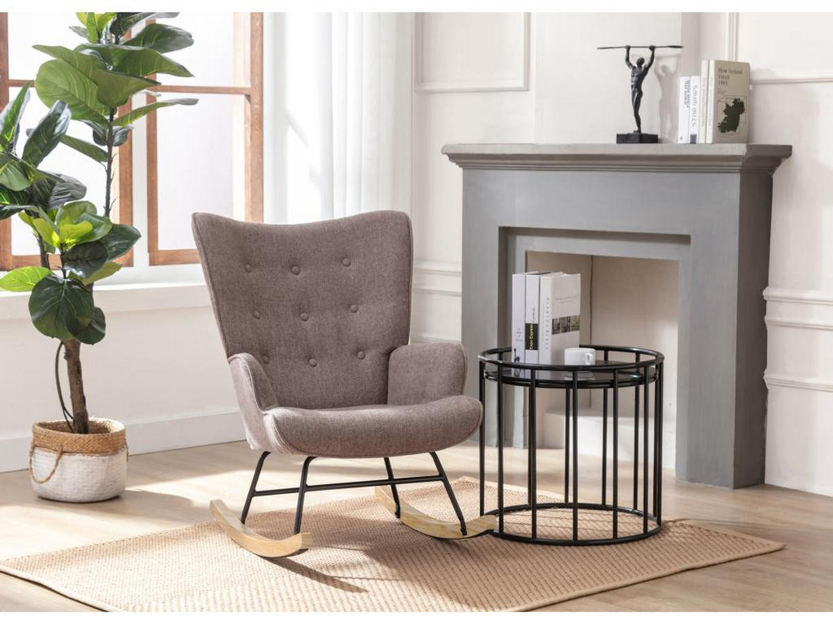 SCHAUKELSESSEL - melierter Stoff - Taupe - ELMINA II - Braun, Textil (68/91/86cm) - Vente-Unique