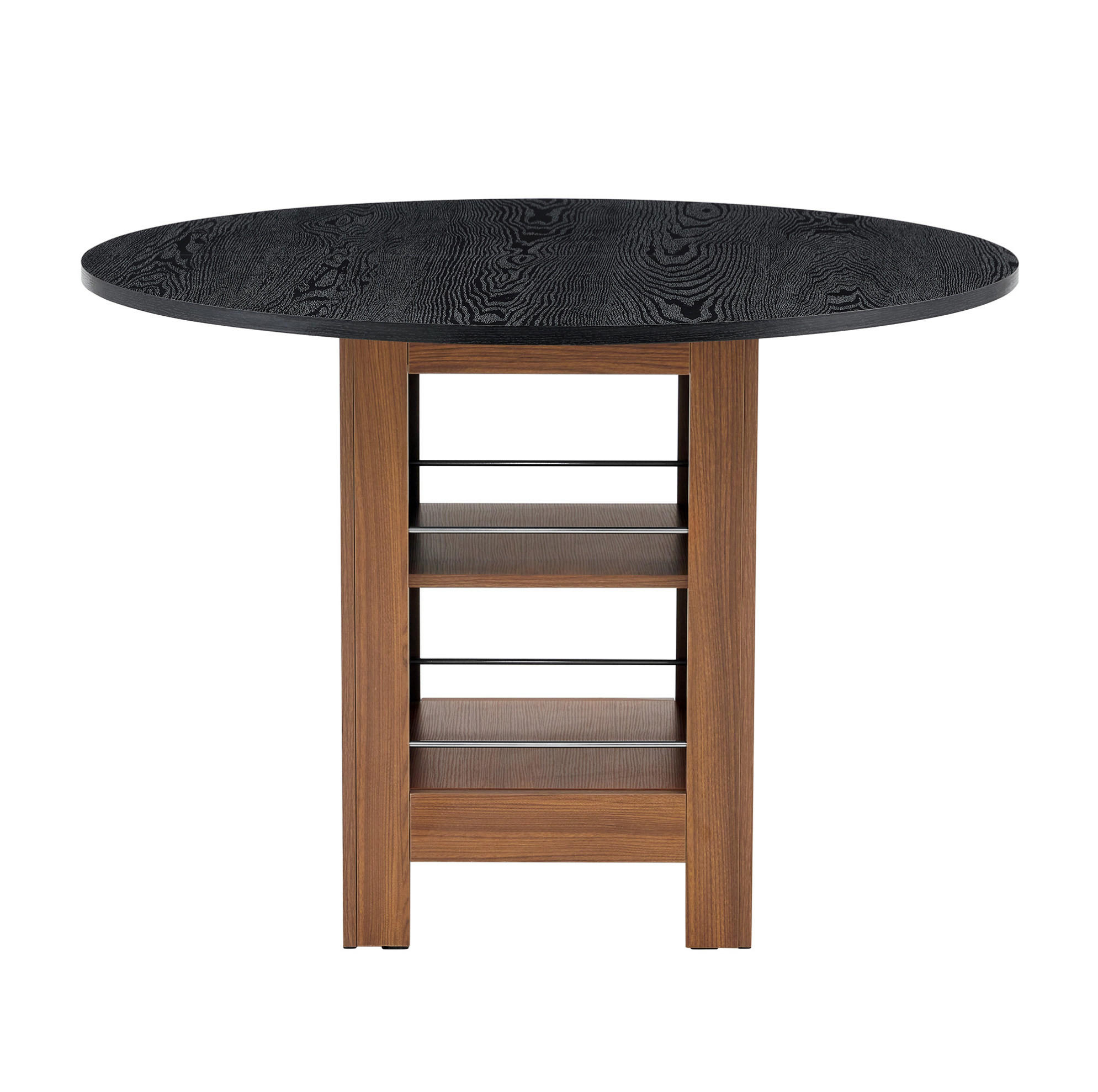 ESSTISCH aus MDF 100x100x76 cm Walnuss-Schwarz mit Stauraumfächern und pflegeleichter Tischplatte - Schwarz, Holzwerkstoff (100/100/76cm) - Modfu