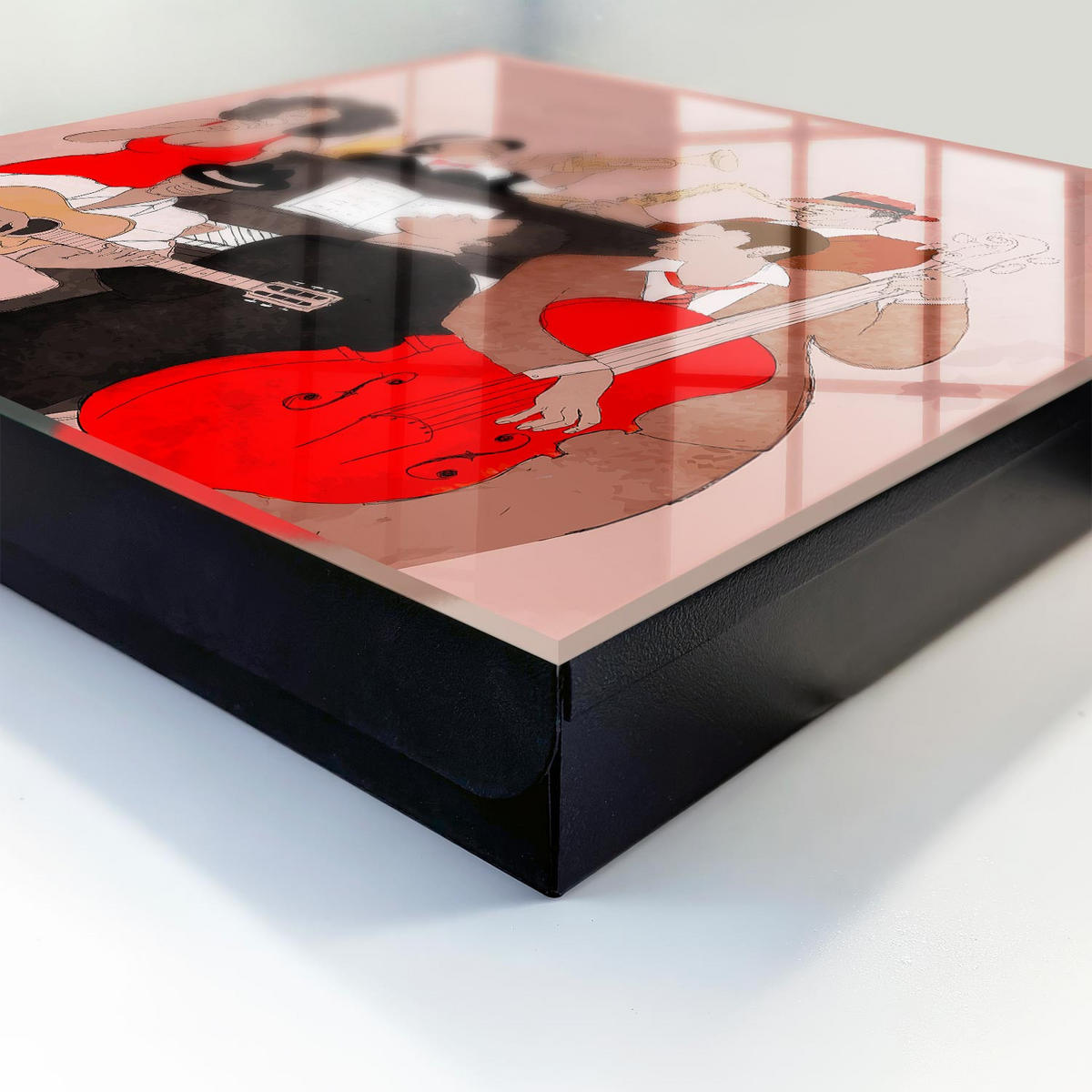 SCHLÜSSELBOX Schwarz 30x30 cm- Türöffnung nach rechts - Jazzszene - Rot, Metall (30/30/5cm) - TULUP