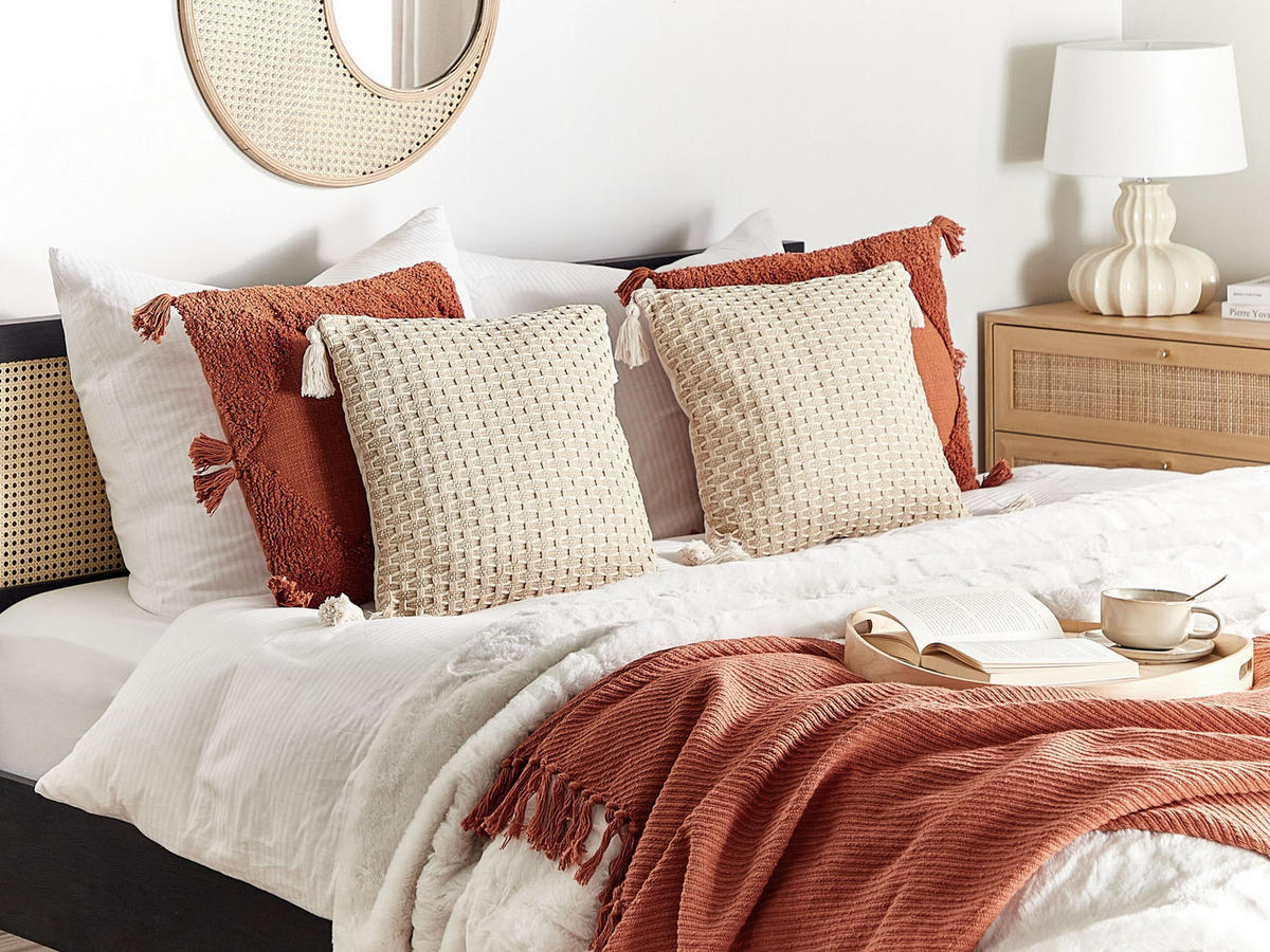 DEKOKISSEN 2er-Set Hellbeige 42/42 cm Hakone - Beige, Textil (42/42cm) - Beliani