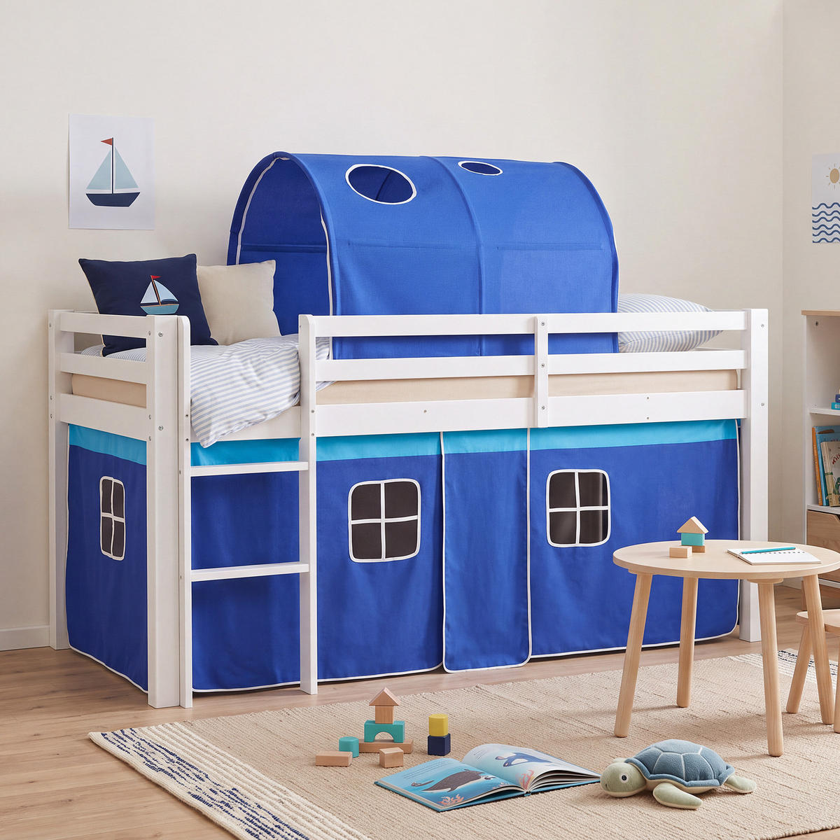 HOCHBETT Lattenrost Tunnel 90/200 cm Blau - Blau/Weiß, Holz (90/200cm) - Homestyle4u