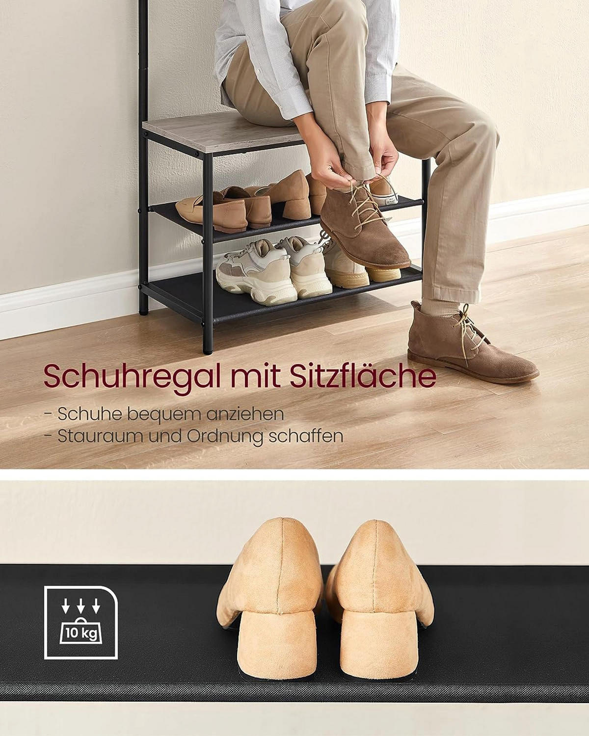 GARDEROBENSTÄNDER STOCKHOLM - Schwarz, Holzwerkstoff (64/180/32.2cm) - Hansiro