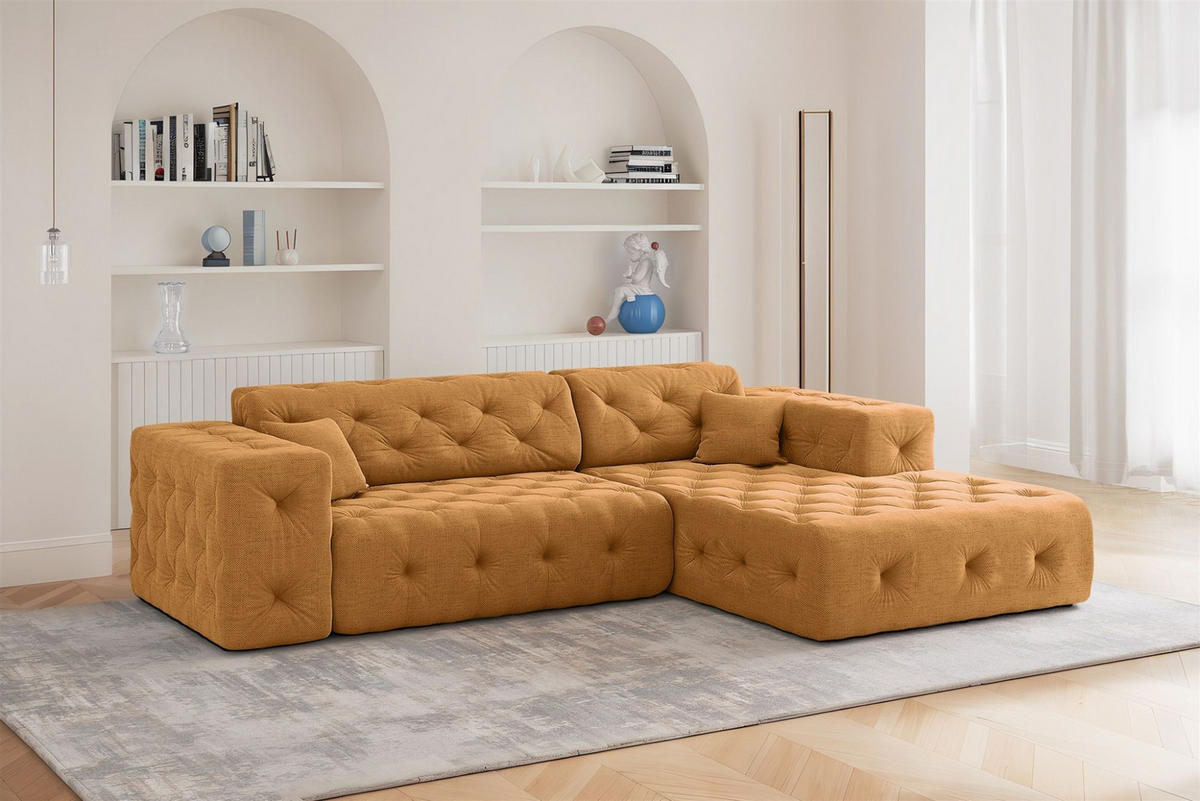 ECKSOFA Chantal In Moly - Orange, Holzwerkstoff/Textil (266/171cm) - Fun Möbel
