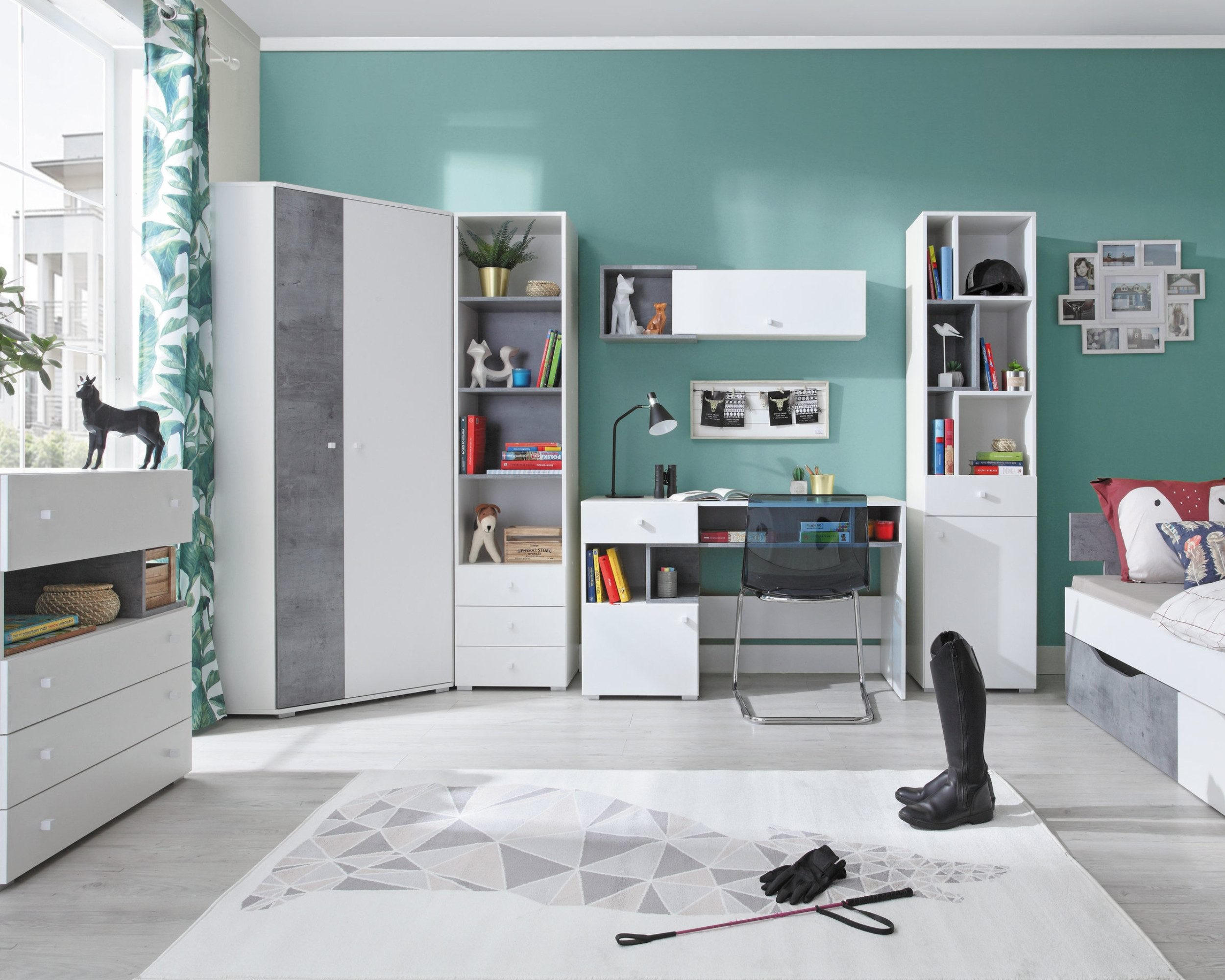 ECKSCHRANK SIMON 02 Weiß/Grau 90/90/190 - Weiß/Grau, Holzwerkstoff (90/190/90cm) - Deine Möbel 24