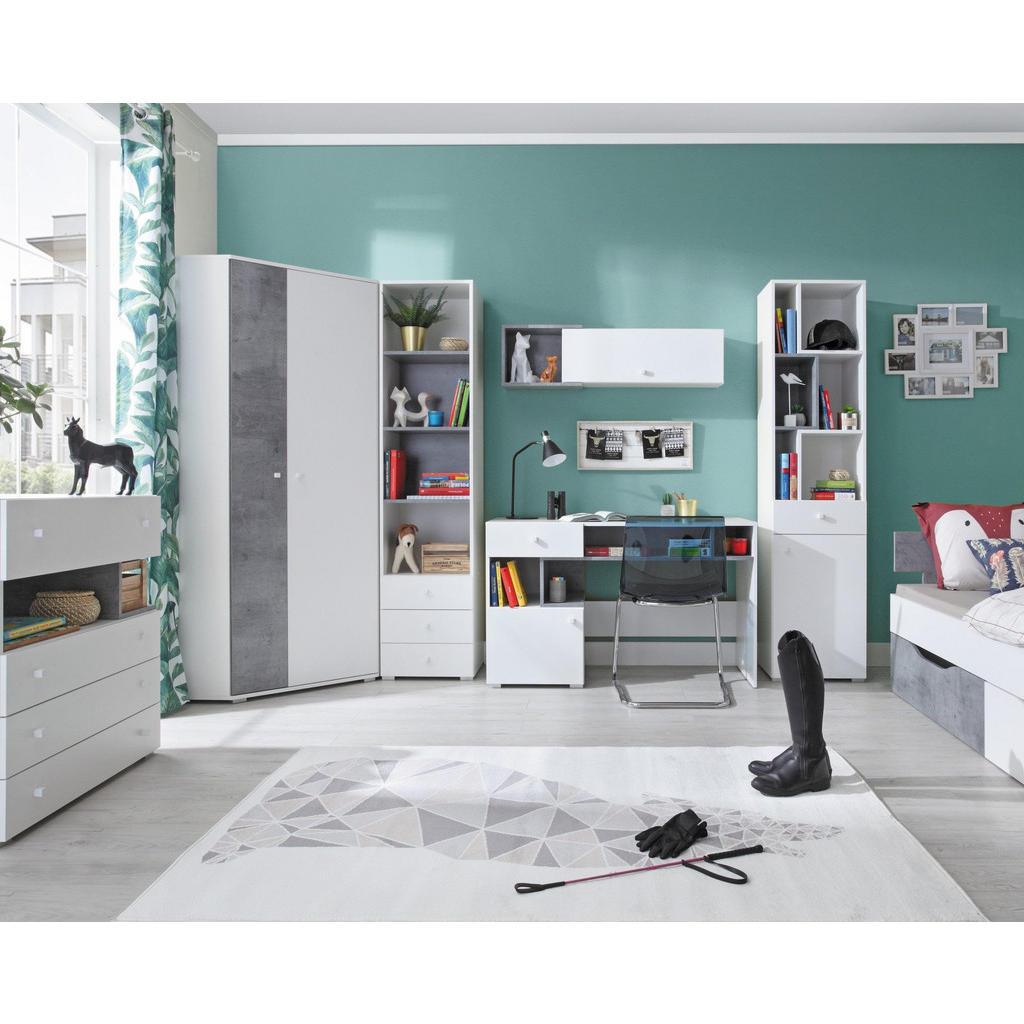 Thumbnail - Deine Möbel 24 Eckschrank, Weiß, Grau, Holzwerkstoff, 90x190x90 cm, Schlafzimmer, Kleiderschränke, Eckschränke