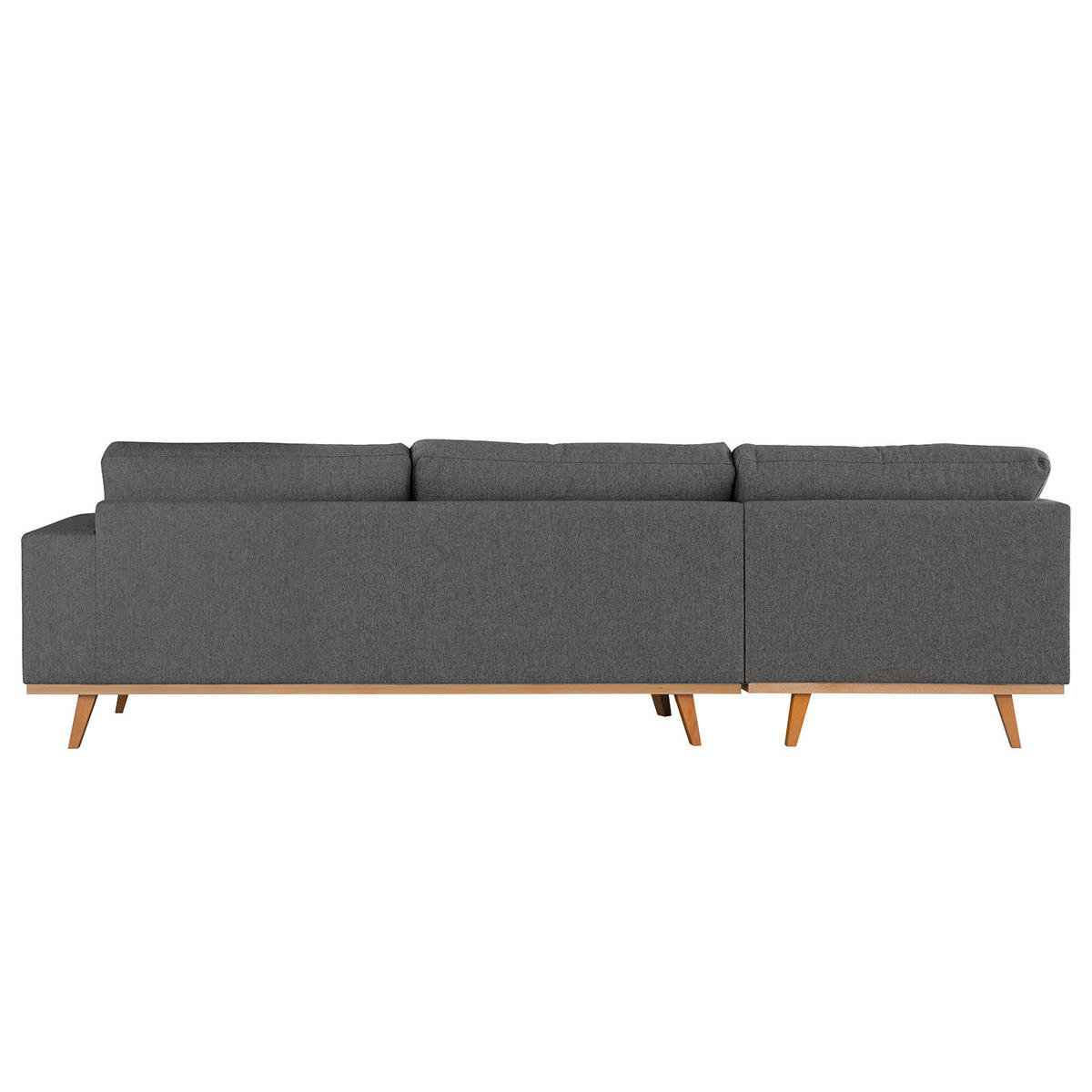 ECKSOFA mit Longchair - Dunkelgrau/Buchefarben, Buchenholz/Textil (281/153cm) - home24