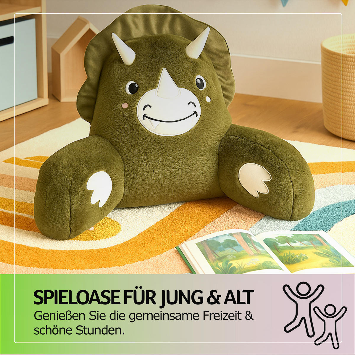 BETTSITZKISSEN mit Armlehnen 66×37×48 cm Dino - Dunkelgrün, Textil (37/66/48cm) - Bestlivings