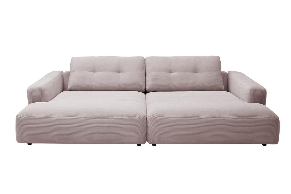 BIG SOFA MIKA Pink Cord - Pink/Schwarz, Kunststoff/Textil (300/86/167cm) - KAWOLA