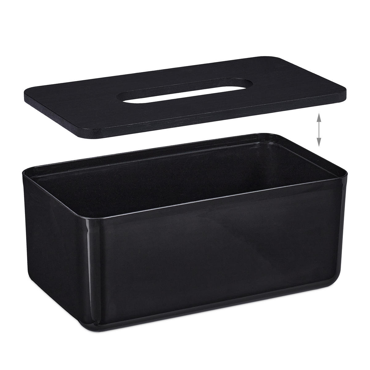 DRŽIAK na vaty - čierna, drevo/plast (13/23/10cm) - Relaxdays