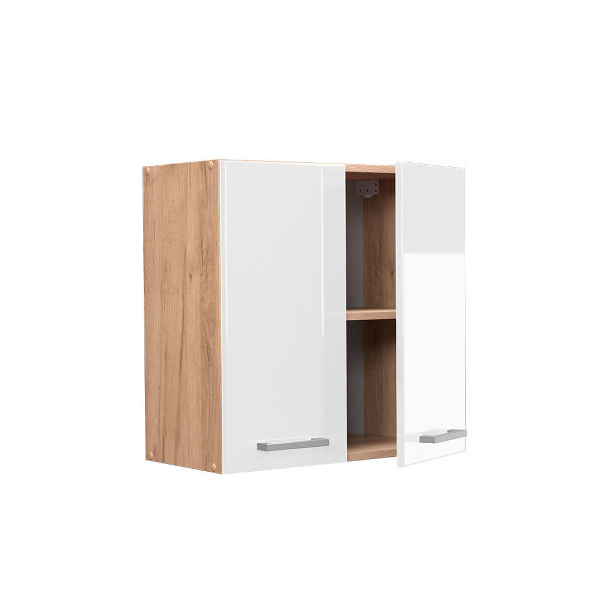 HÄNGESCHRANK R-Line Weiß Hochglanz 60 cm - Weiß Hochglanz/Eiche Wotan, Holzwerkstoff (60/60/31cm) - Vicco