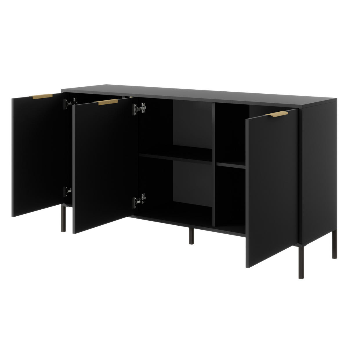 SIDEBOARD LAVIK KOM3 ABS-Kante Anthrazit Anthrazit - Anthrazit, Glas/Holzwerkstoff (153/82/40cm) - Komodee