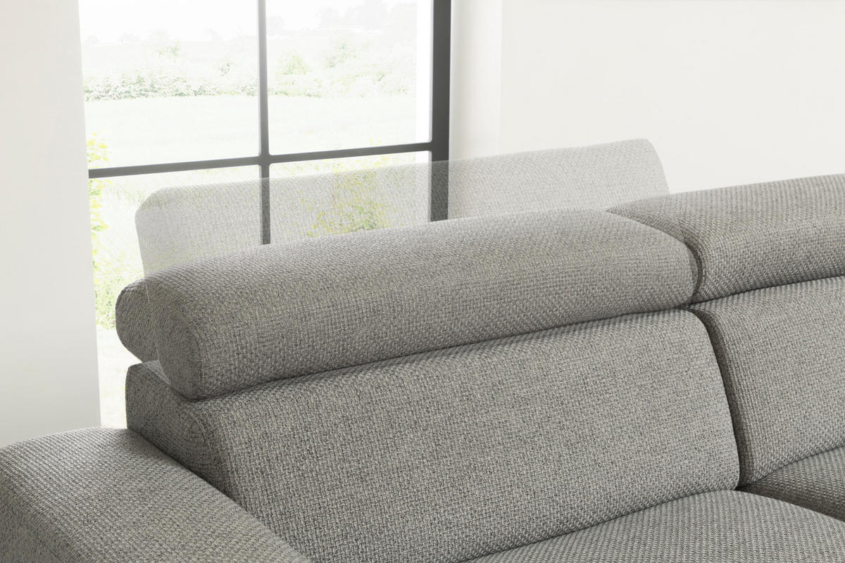 WOHNLANDSCHAFT RISO Grau Webstoff - Schwarz/Grau, Textil (331/81/240cm) - KAWOLA