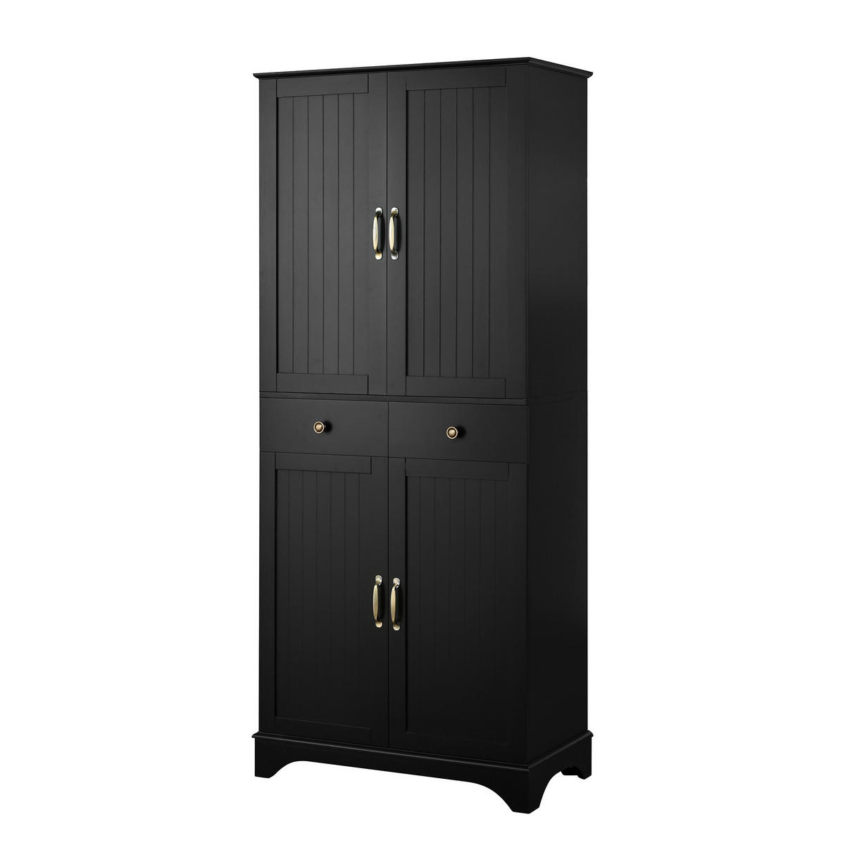 BUFFETSCHRANK Schwarz 77/40/181 cm - Schwarz, Holz (77/181/40cm) - PANGIVO