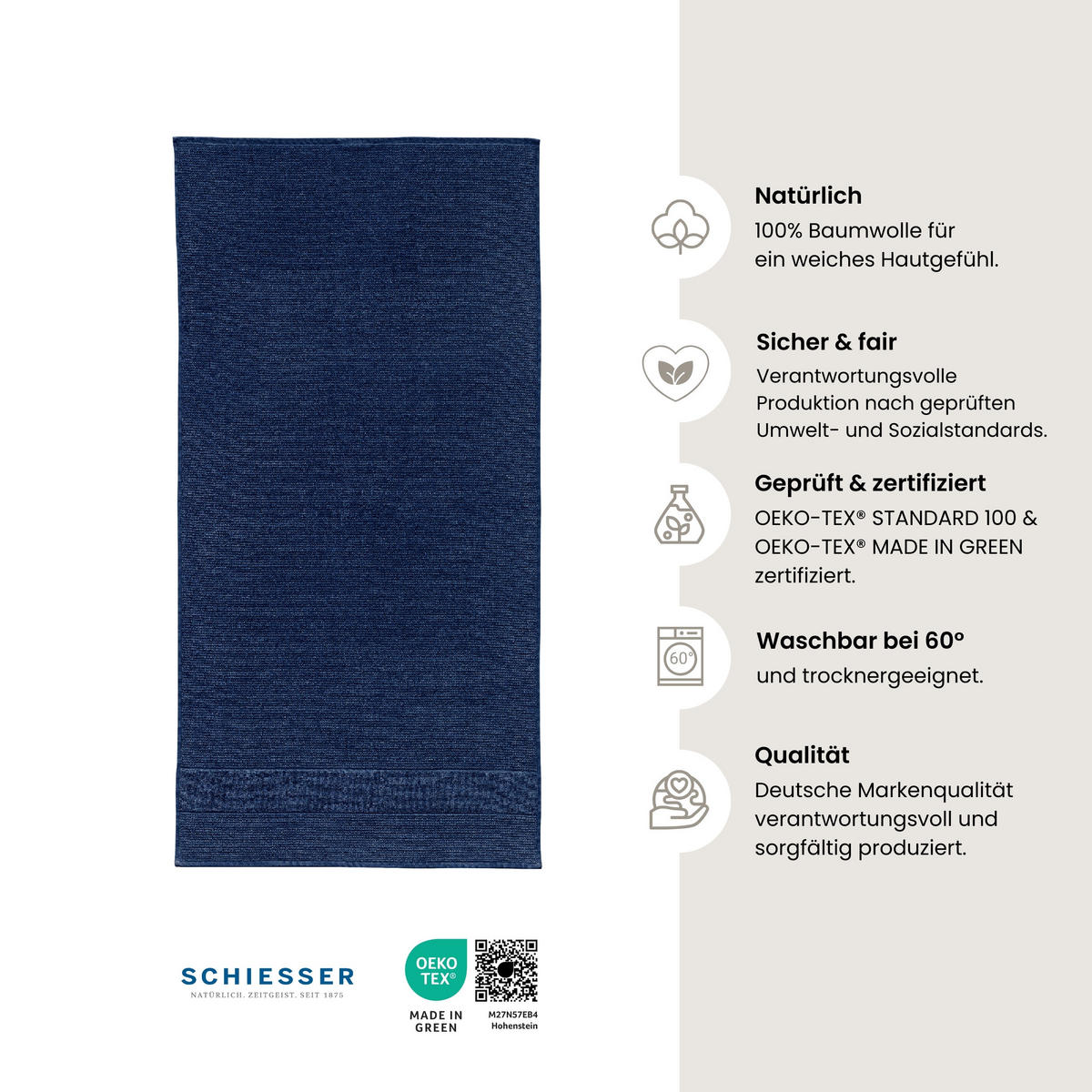 SAUNATUCH Turin - 75 x 200 cm - Dunkelblau - Dunkelblau, Textil (75/200cm) - SCHIESSER
