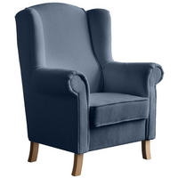 OHRENSESSEL Leonardo dunkelblau boucle-stoff - Dunkelblau, Holz/Textil (88/118/86cm) - Beautysofa