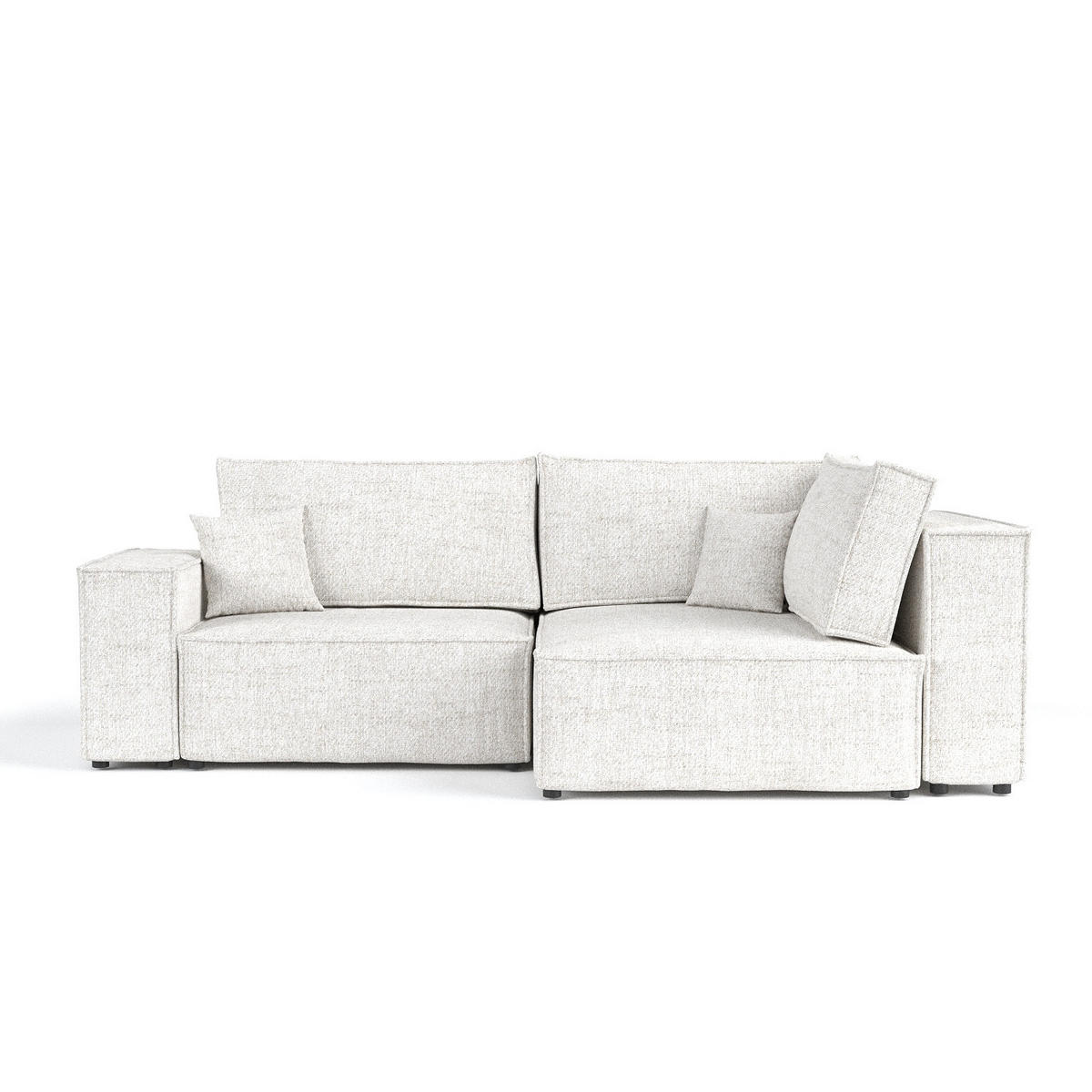 ECKSOFA AVION mit Schlaffunktion Creme im Neve Stoff - Creme/Schwarz, Holz/Holzwerkstoff (253/148cm) - AltaBeds