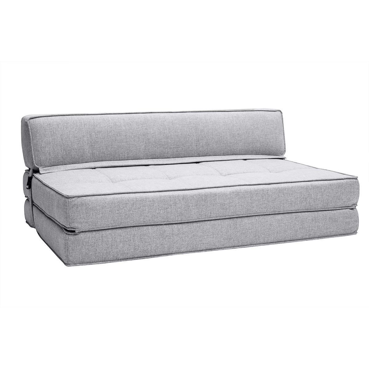 2-SITZER Schlafsessel Hellgrauer Stoff KATY - Hellgrau, Textil (81/51/132cm) - Miliboo