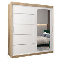 SCHWEBETÜRENSCHRANK 200/180/62 2-türig - Silberfarben/Weiß, Holz/Kunststoff (180/200/62cm) - Abiks Möbel