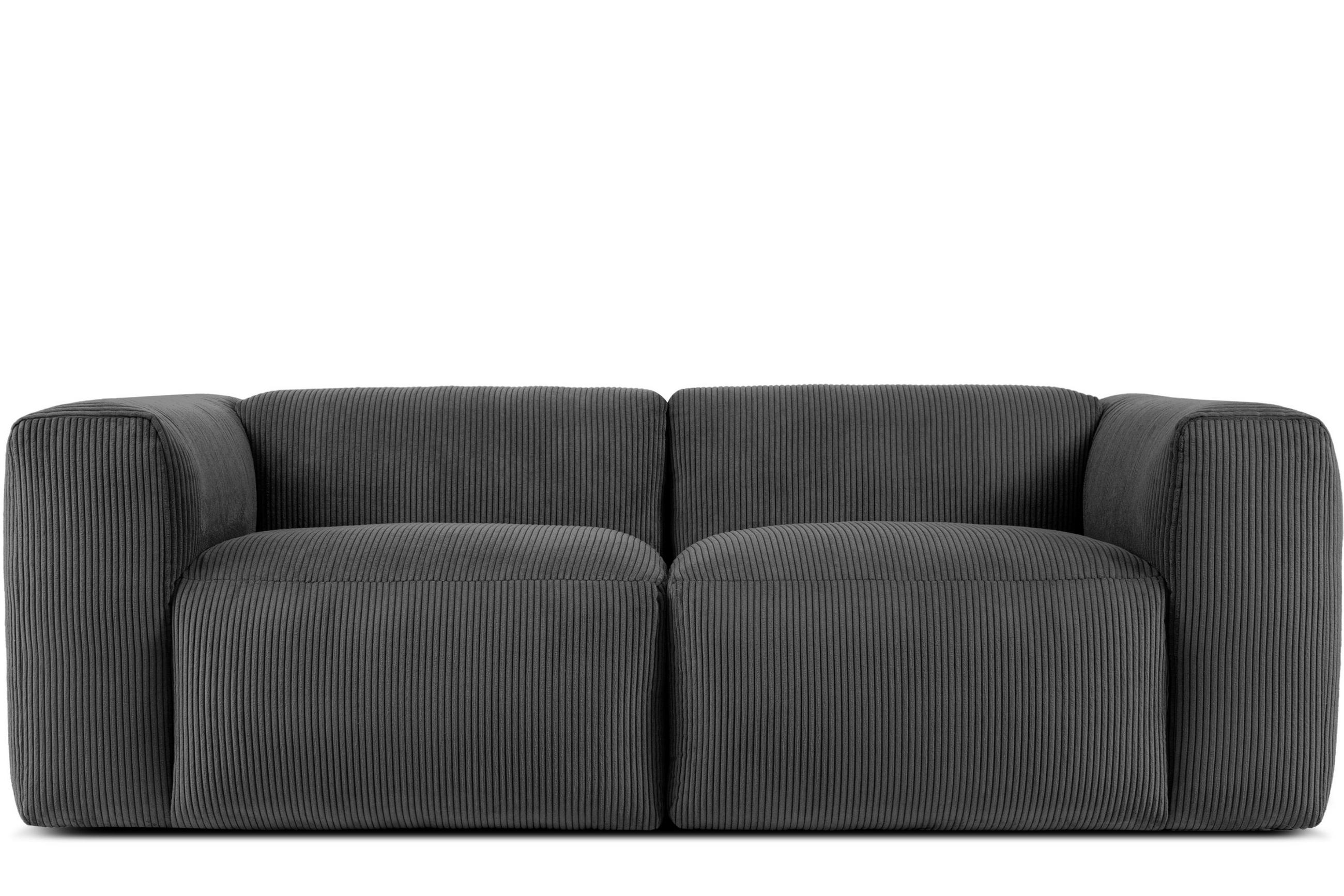 2-SITZER-MODULSOFA BUFFO mit extrem weicher und bequemer Sitzfläche, Kordstoff, grau - Grau, Textil (210/73/96cm) - KONSIMO®
