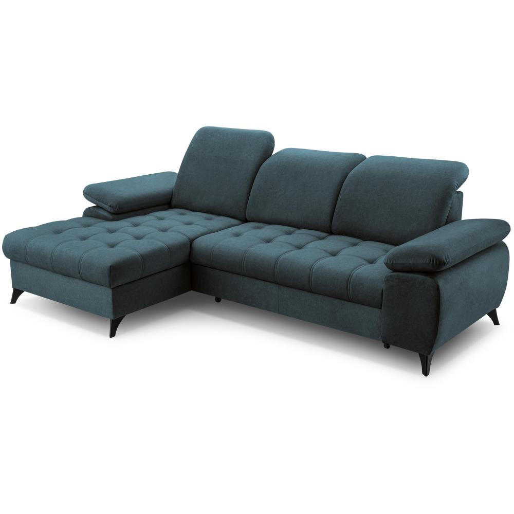 ECKSCHLAFSOFA Bello dunkelblau links - Schwarz/Dunkelblau, Textil (265/156cm) - Beautysofa