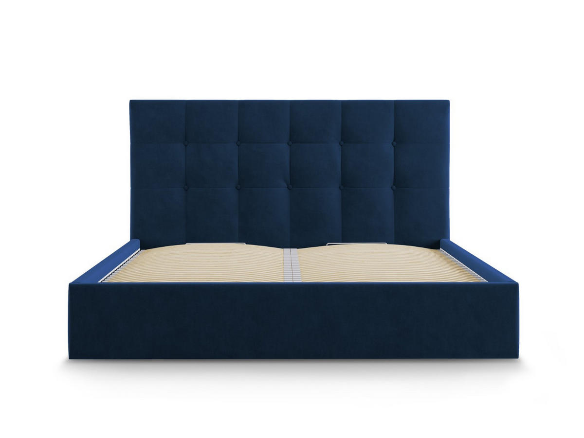 BETT mit Bettkasten und Kopfteil Phaedra aus Samt königsblau 180x200cm - Dunkelblau, Textil (180/200cm) - Micadoni