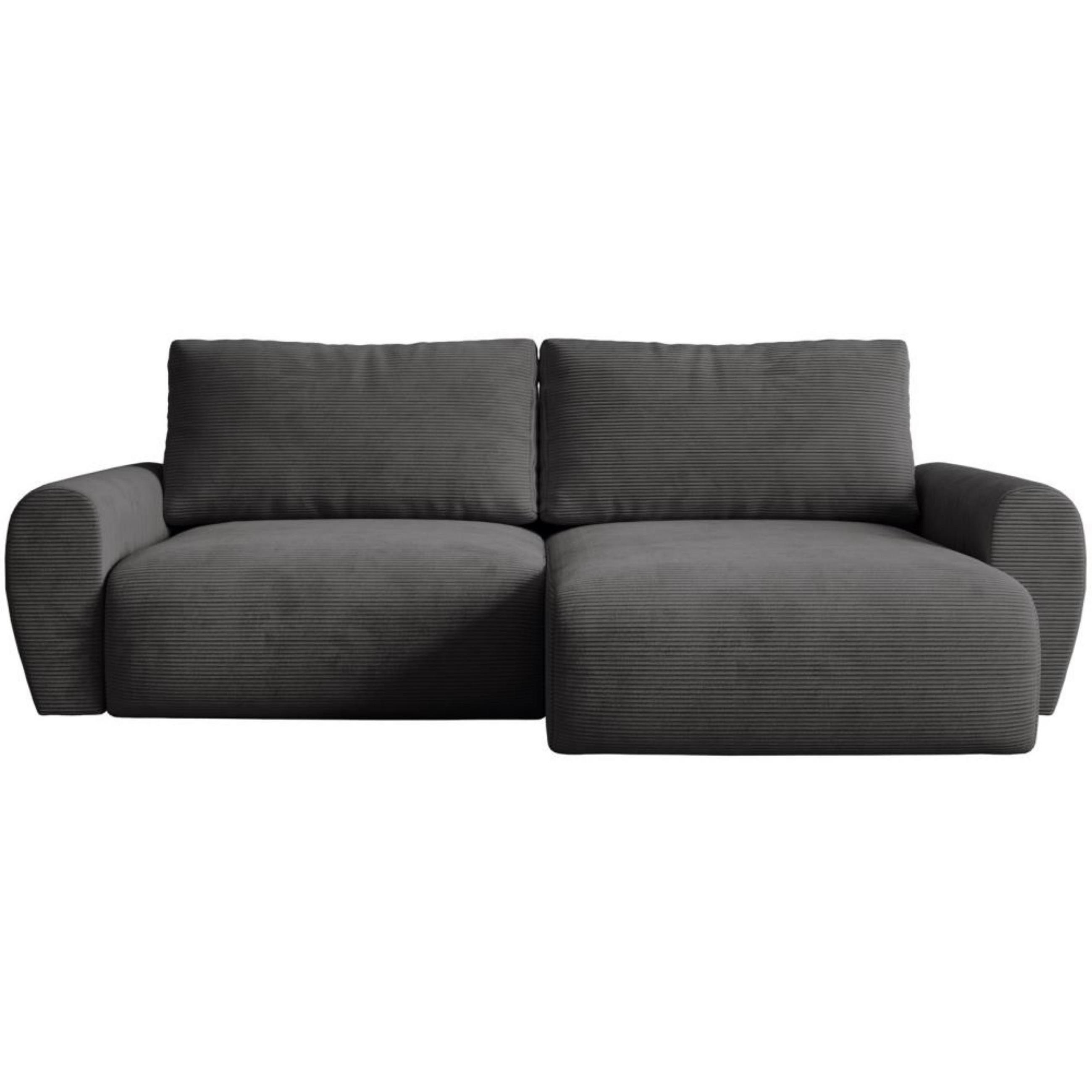ECKSCHLAFSOFA Poss L dunkelgrau rechts - Dunkelgrau, Textil (253/153cm) - Beautysofa