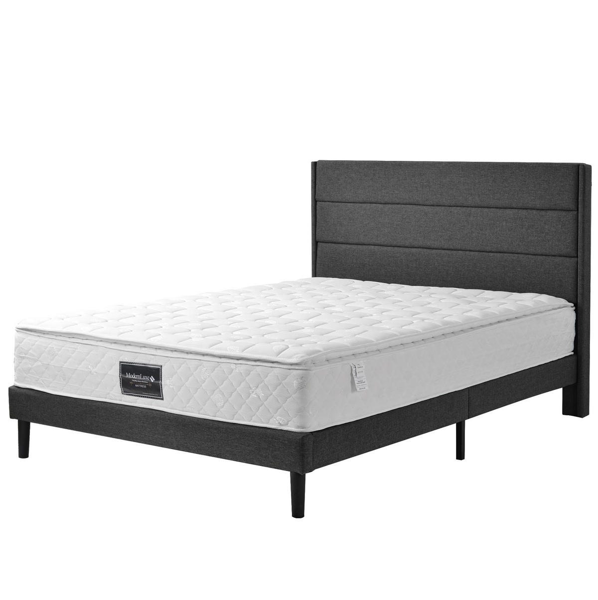 POLSTERBETT aus Samt 90x200 cm Hellgrau mit Bettkasten, verstellbarem Kopfteil und Matratze - Hellgrau, Textil (90/200cm) - IVMEU