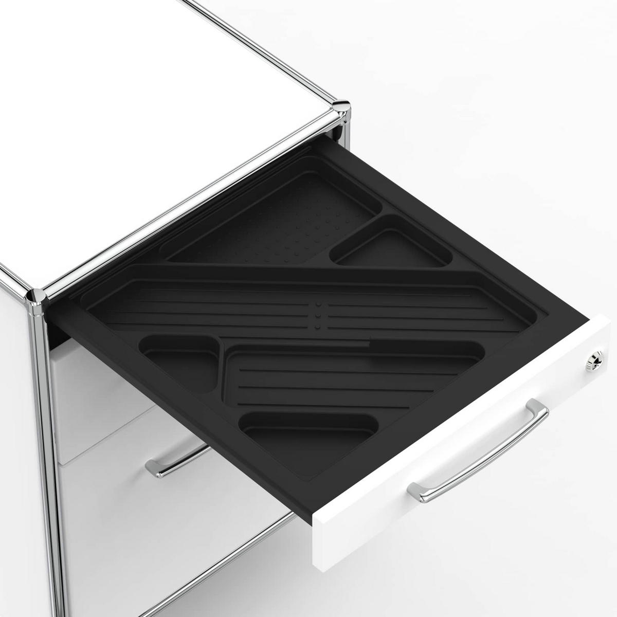 BÜRO-STANDCONTAINER Holz, 60 cm, 3 Schubladen, 1 Hängeregistratur, Weiß - Chromfarben/Silberfarben, Holzwerkstoff/Metall (60/61/60cm) - Versee