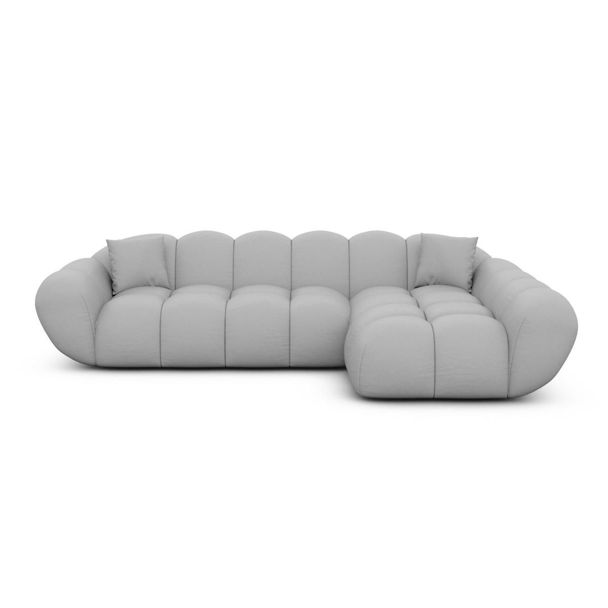 ECKSOFA Liva Hellgrau Echtleder L-Form Rechts - Hellgrau, Leder (160/265cm) - VAROYAL