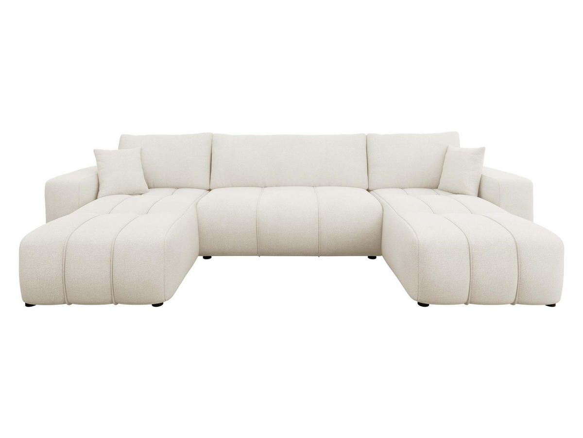 WOHNLANDSCHAFT Furyn U - Creme/Schwarz, Holz/Kunststoff (312/82/145cm) - MIRJAN24