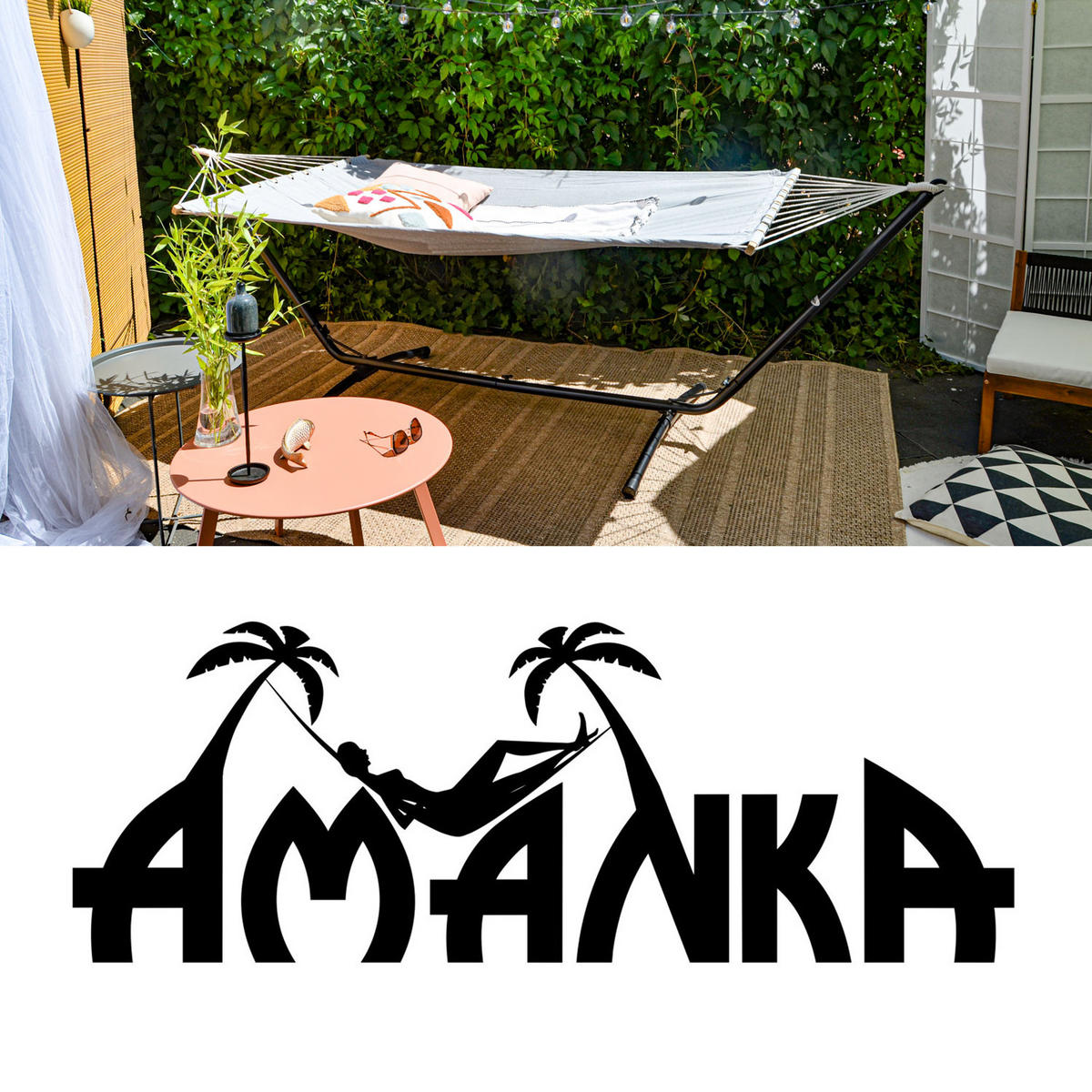 HÄNGEMATTENGESTELL bis 120kg, 310/100cm, schwarz - Schwarz, Metall (310/100/95cm) - Amanka