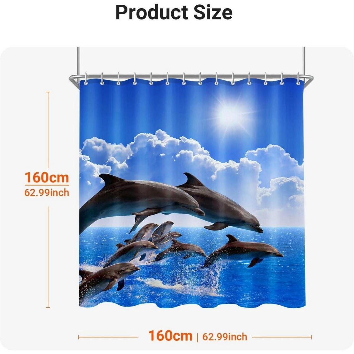 DUSCHVORHANG Delphin 160 x 160 cm Wasserabweisend Antischimmel Polyester - Multicolor, Textil (160/160cm)